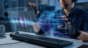 Desarrollador utilizando Vibe Coding con interfaz de lenguaje natural a código para programación con IA.